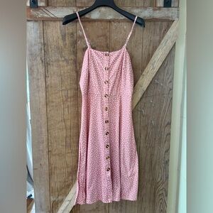 Pink Polka Dot Button-Down Dress